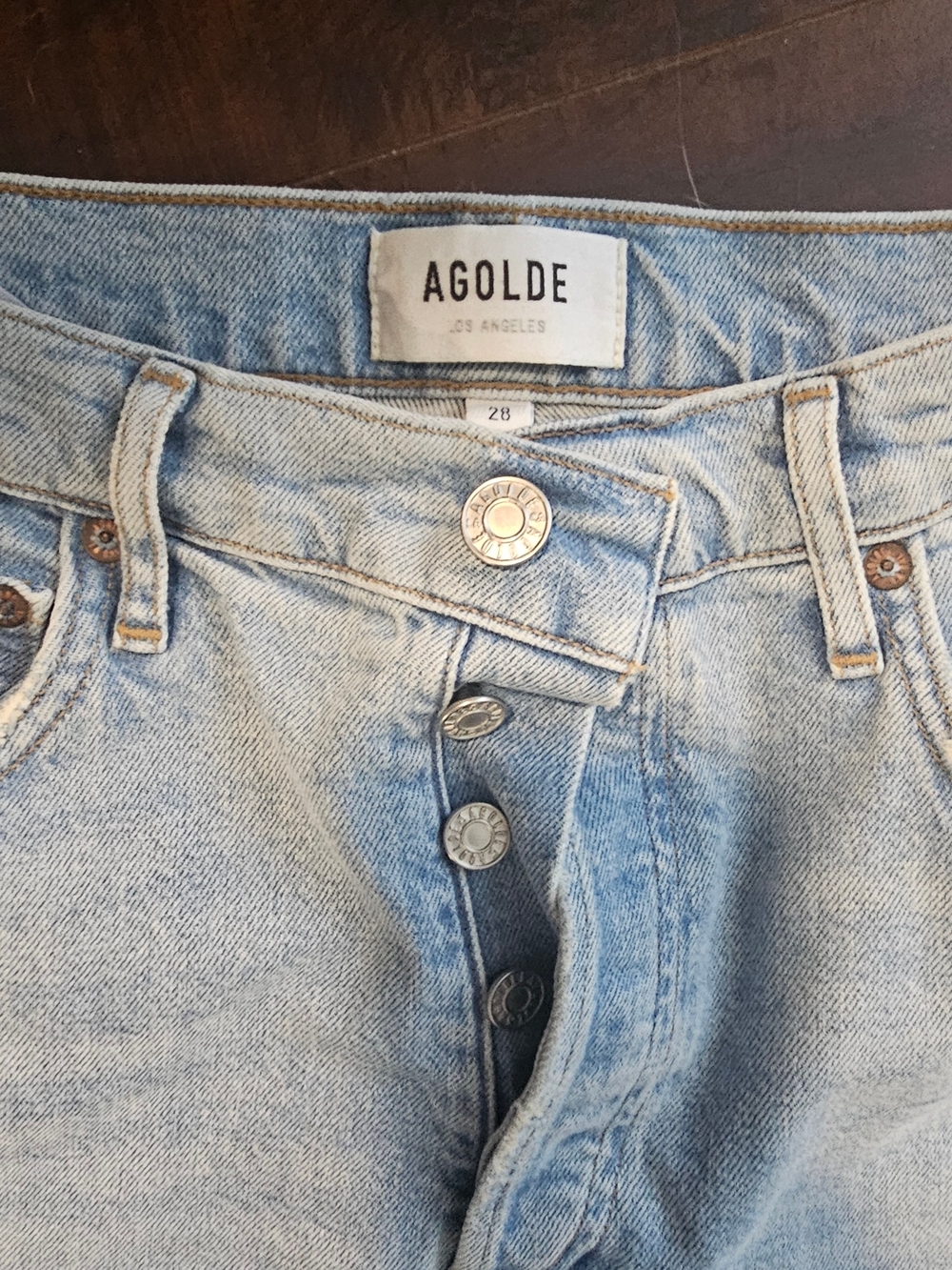 Agolde Light Wash Blue High-Rise Button Fly Jeans